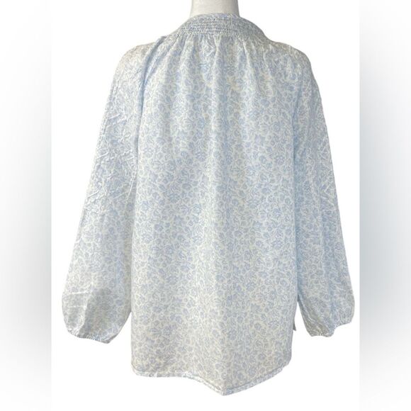 Joie Blue and White Floral Embroidered Long Sleeve Blouse. Size M - Picture 3 of 6